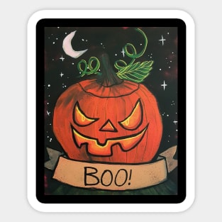 Halloween Jackolantern Boo Shirt by Canadian Artist Stephanie Perry Sticker